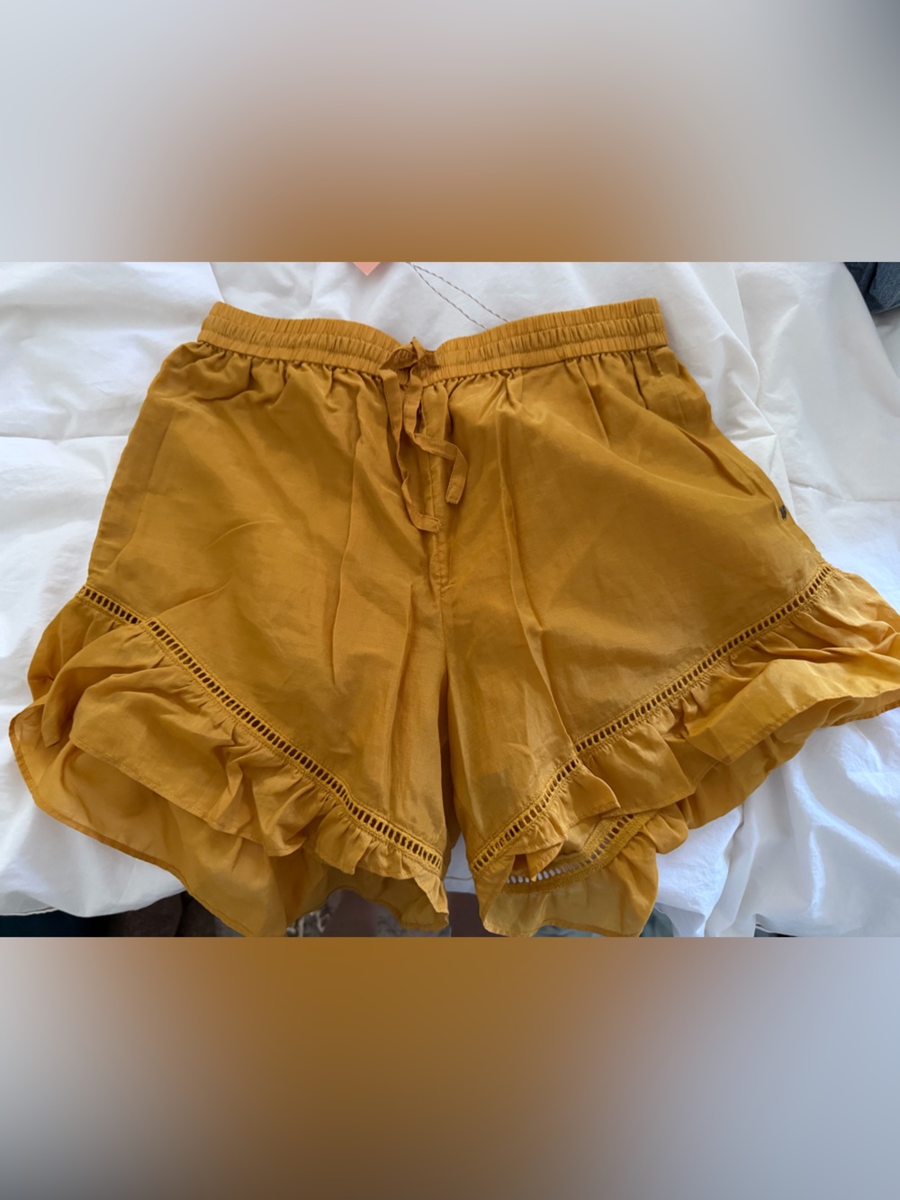 Scotch & Soda Mustard Ruffle High-Waist Shorts